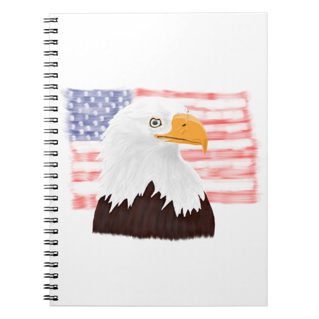 Carnet American Bald Eagle and Flag - blanc transparent. (Devant)
