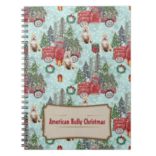 Carnet American bully dog Red Christmas Truck Festive