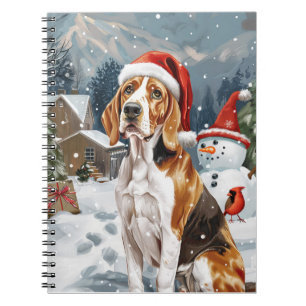 Carnet American English Foxhound Chien hiver Noël Joie