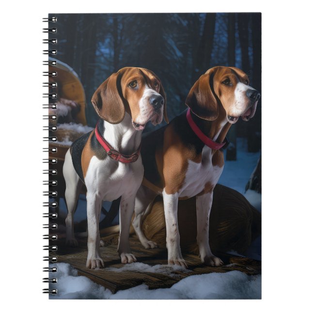 Carnet American English Foxhound Snowy Sleigh Noël (Devant)