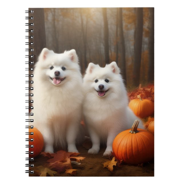 Carnet American Eskimo Chiot Automne Citrouille délice (Devant)