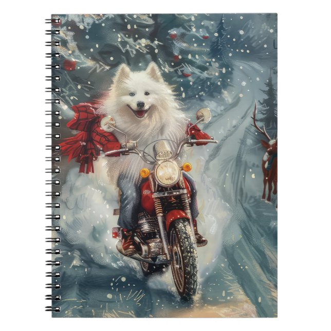 Carnet American Eskimo Dog équitation moto Noël (Devant)