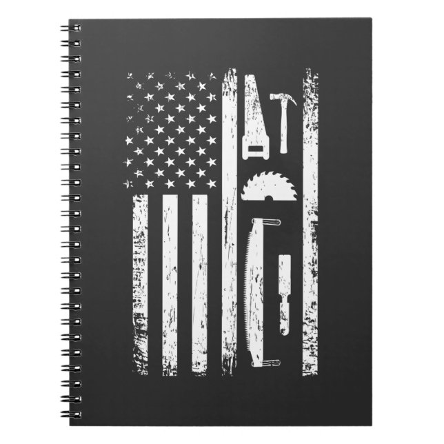 Carnet American Flag Carpenter Tools Woodworker Crafsman (Devant)
