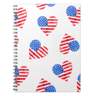 Carnet American Flag Hearts Aquarelle en toute transparen