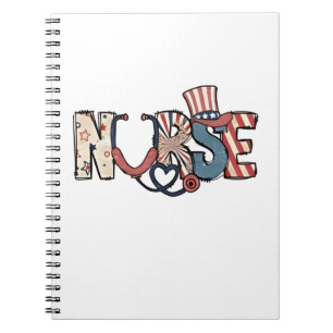 Carnet American Nurse 4 juillet Patriotic USA Flag Nurs