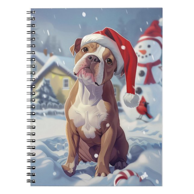 Carnet American Staffordshire Winter Wonderland Noël (Devant)