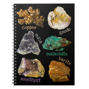 Carnet Améthyste Mica Cuivre Barite Malachite Geode Rocks