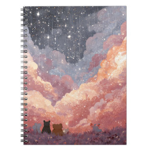 Carnet Amis d'animaux Whimsical sous Starry Sunset Sky a