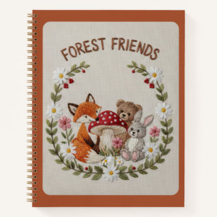 Carnet Amis de la forêt brodés Renard, Ours & Lapin