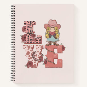 Carnet "Amour" à la campagne vintage avec une fille blond