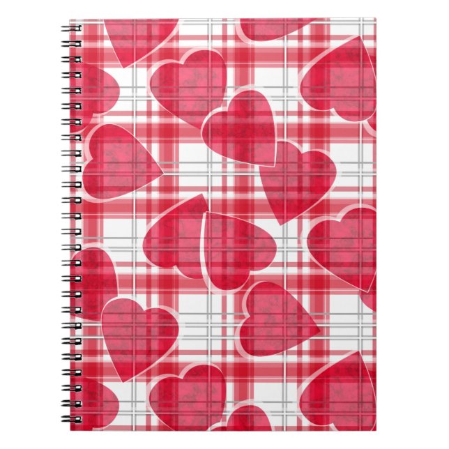 Carnet Amour abstrait sans couture coeur rouge Valentines (Devant)