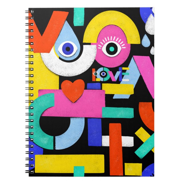 Carnet Amour Abstrait, yeux : motif coloré (Devant)