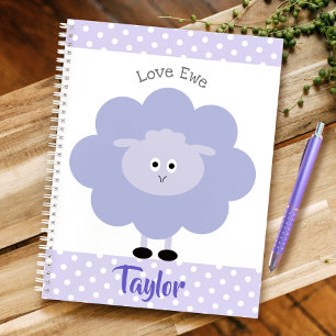 Carnet Amour d'Agneau Violet Nom Personnalisé Script Fémi