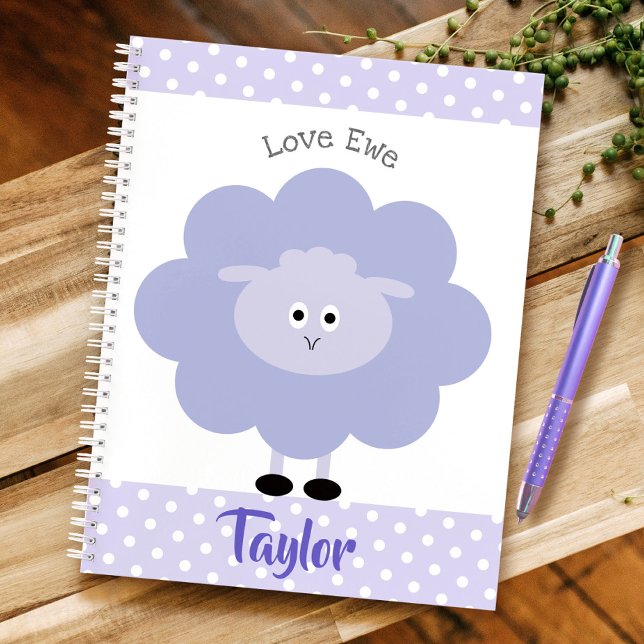 Carnet Amour d'Agneau Violet Nom Personnalisé Script Fémi (Créateur téléchargé)