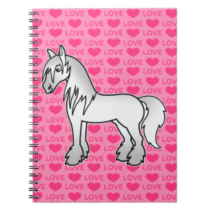 Carnet Amour de Gypsy Vanner Shire Clydesdale Cartoon Gri