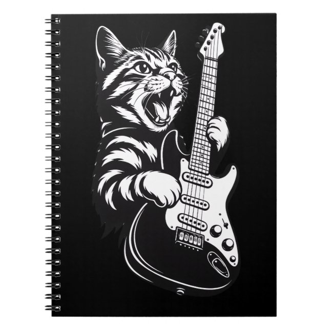 Carnet Amour de musique cool | Chat rock jouant de la gui (Devant)