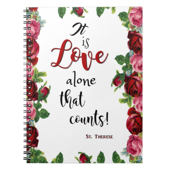 Carnet Amour de roses de citation de St Therese (Devant)