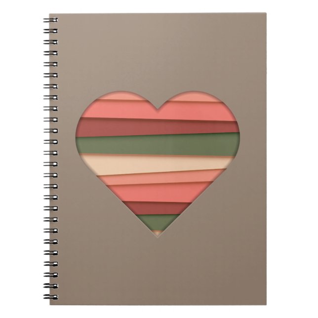 Carnet Amour du coeur rayé Saint-Valentin (Devant)