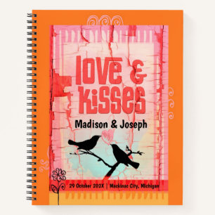 Carnet Amour et baisers Orange Inséparables Whimsical