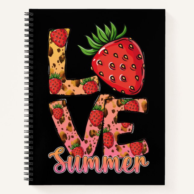 Carnet Amour et été | Rose et Brown | Fraise fraîche (Devant)