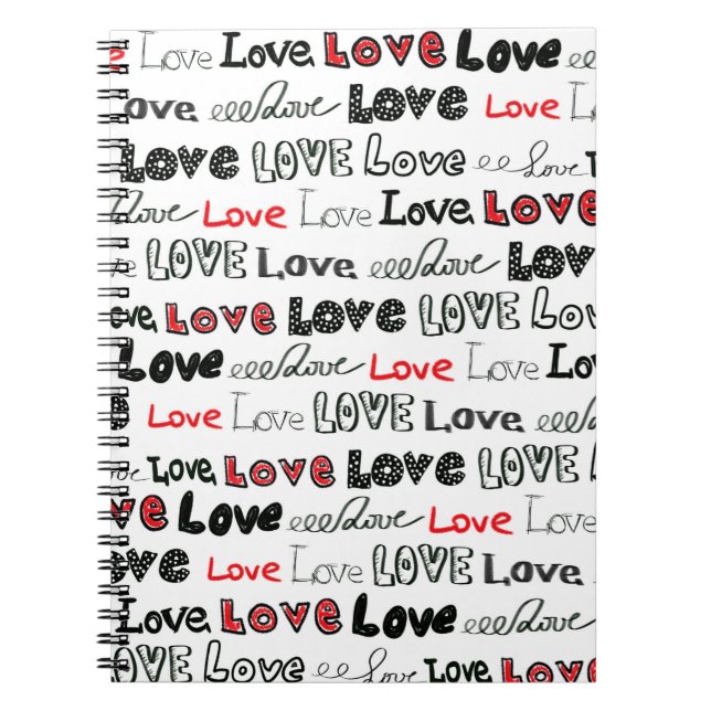 Carnet Amour motif sans couture. Love écriture manuscrite (Devant)