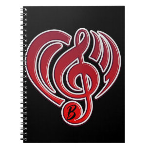 Carnet Amour Musical Vibrations Rouge Note de Musique DJ