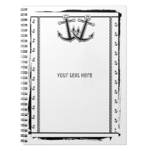Carnet Amour Nautique Ancres Plage Noir et Blanc Chic