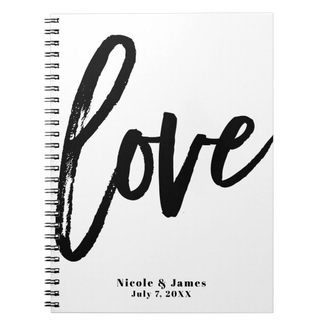 Carnet Amour Noir Écriture Moderne au Pinceau Planificati (Devant)