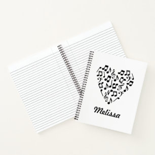 Carnet Amour Personnalisé Musique Coeur Grand