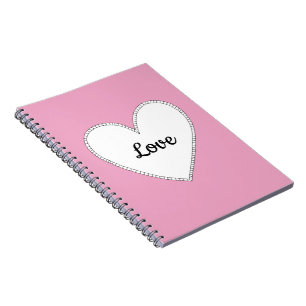 Carnet Amour rose avec cœur blanc