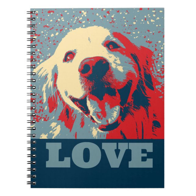 Carnet Amour stylisé de golden retriever (Devant)