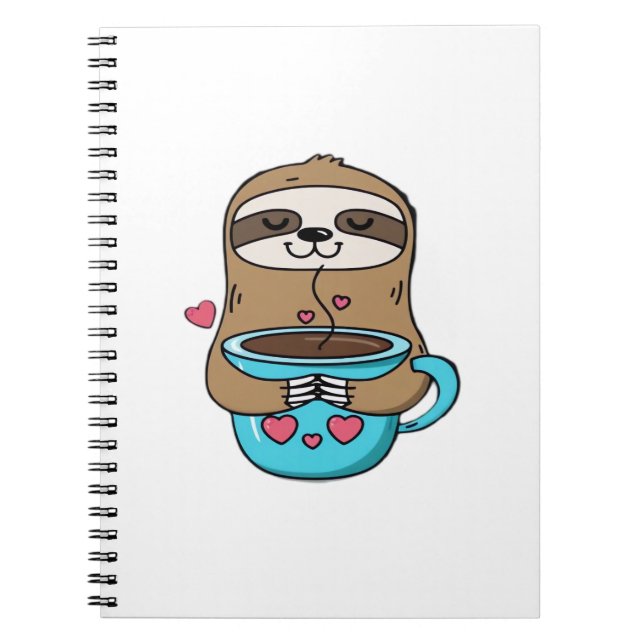 Carnet Amoureux De Café Chibi Sloth - Cute Kawaii Sloth H (Devant)