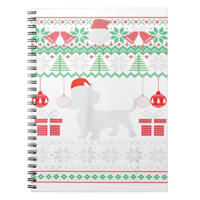 Carnet Amoureux de chien drôle Dachshund Santa Hat Ugly C (Devant)