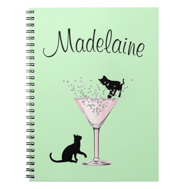 Carnet Amoureux de les chats Bulles Moderne Mint Vert Per (Devant)