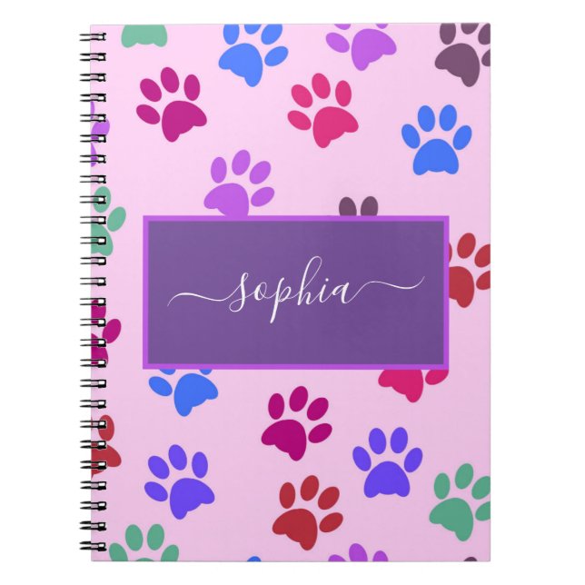 Carnet Amoureux de les chats de chien mignon rose pourpre (Devant)
