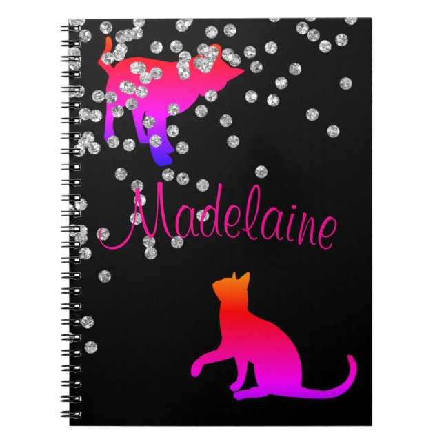 Carnet Amoureux de les chats Moderne Black Pink Spots Per (Devant)