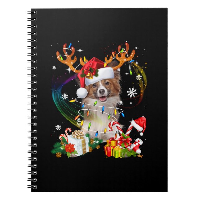 Carnet Amoureux de les chiens | Papillon Noël présent (Devant)