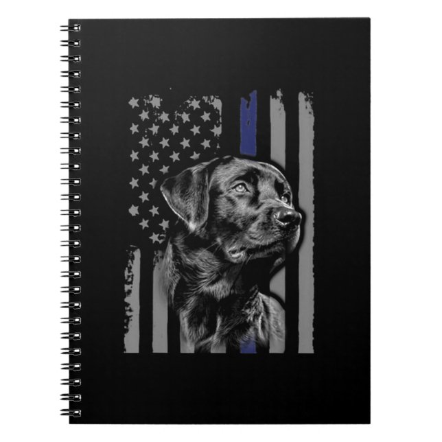 Carnet Amoureux des chiens | Black Labrador American Flag (Devant)