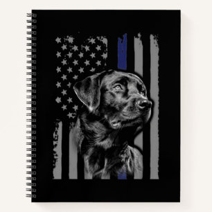 Carnet Amoureux des chiens Black Labrador American Flag