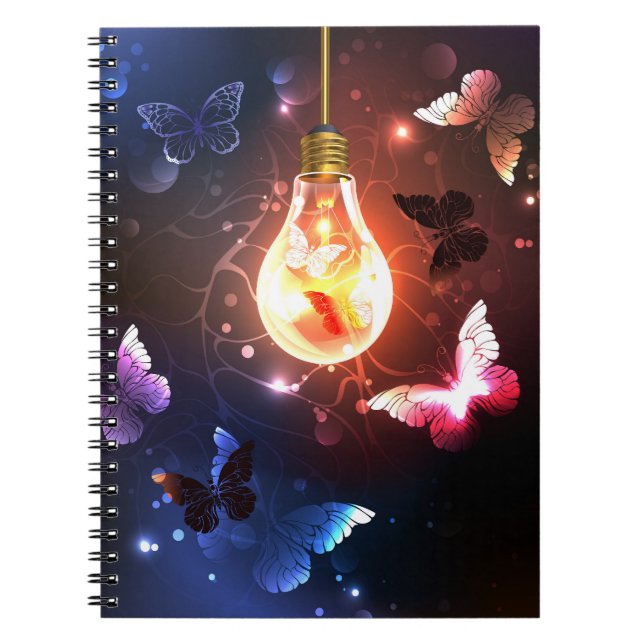 Carnet Ampoule lumineuse avec papillons nocturnes (Devant)