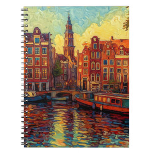 Carnet Amsterdam canal maisons de style van Gogh