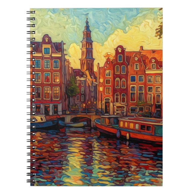 Carnet Amsterdam canal maisons de style van Gogh (Devant)