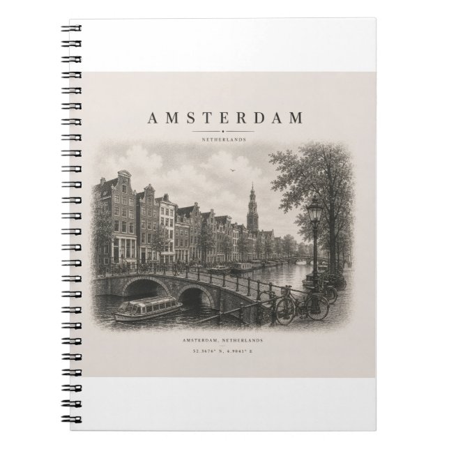 Carnet Amsterdam | Conception de ville de voyage vintage (Devant)