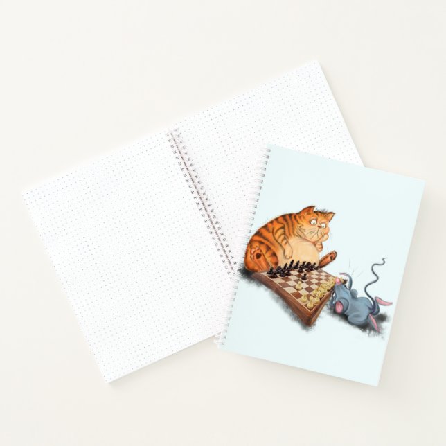 Carnet amusant avec chat et souris Jouer aux échec (Intérieur)