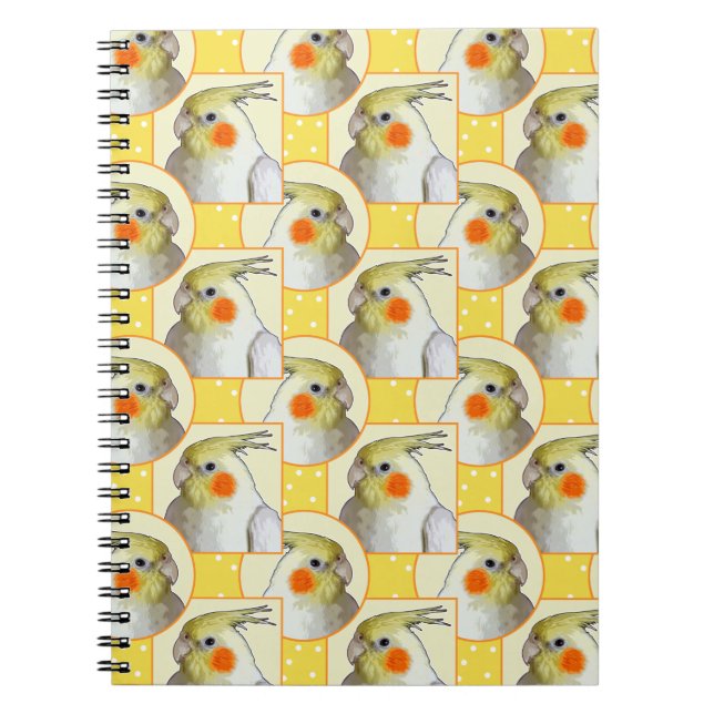 Carnet Amusant Cockatiel Jaune Blanc Motif Pet Bird Schoo (Devant)
