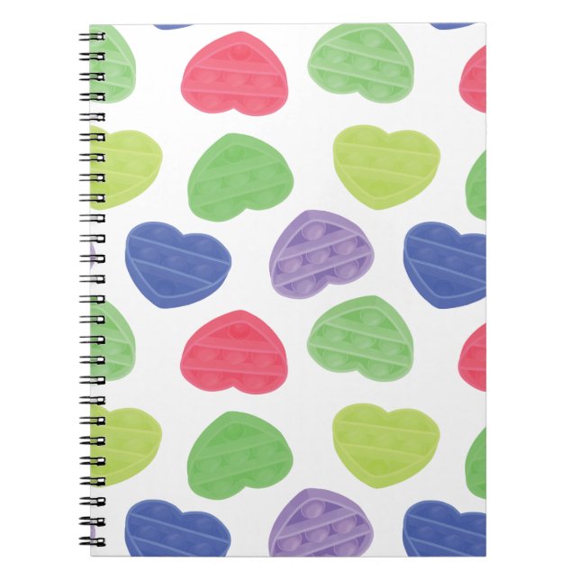 Carnet Amusant et tendance Poppit Pop-it coeurs design (Devant)