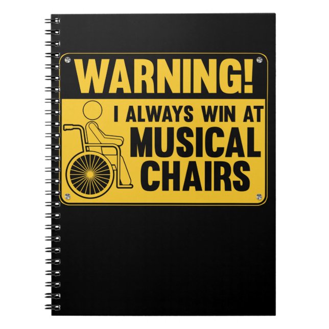 Carnet Amusant fauteuil roulant Humour de chaise musicale (Devant)