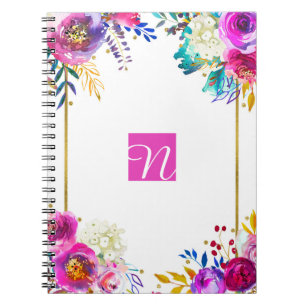 Carnet Amusant Floral Aquarelle Couleur Vive Éclaboussure
