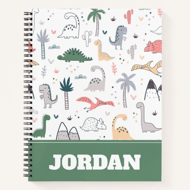 Carnet Amusant Pastel Dinosaur Motif de scène (Devant)