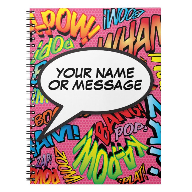 Carnet Amusant Rétro Votre Message Bulle De Texte Bande D (Devant)